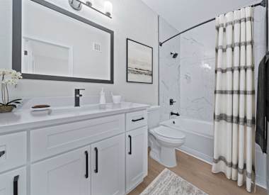 Apartment bathroom at Haven at Midtown.